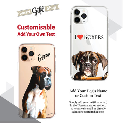 Boxer Dog Phone Case Painting Effect CLEAR Cover Case for iPhone 14 13 12 Pro +