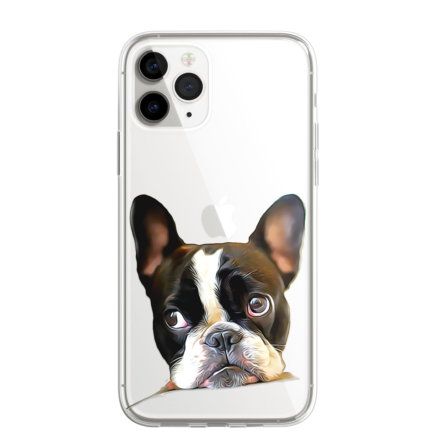 Bulldog French British Dog PET Portrait CLEAR Phone Cover Case for iPhone 14 13+