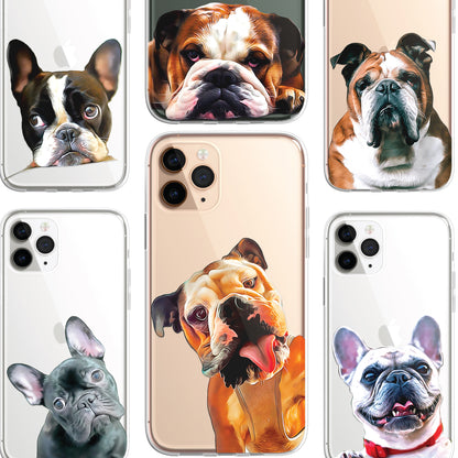 Bulldog French British Dog PET Portrait CLEAR Phone Cover Case for iPhone 14 13+