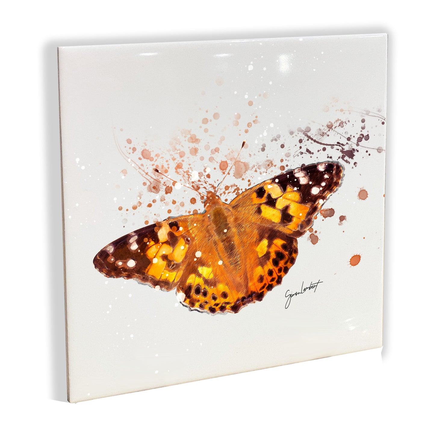 Butterfly Portrait Brush Splatter Style Artwork - Framed CERAMIC TILE Art