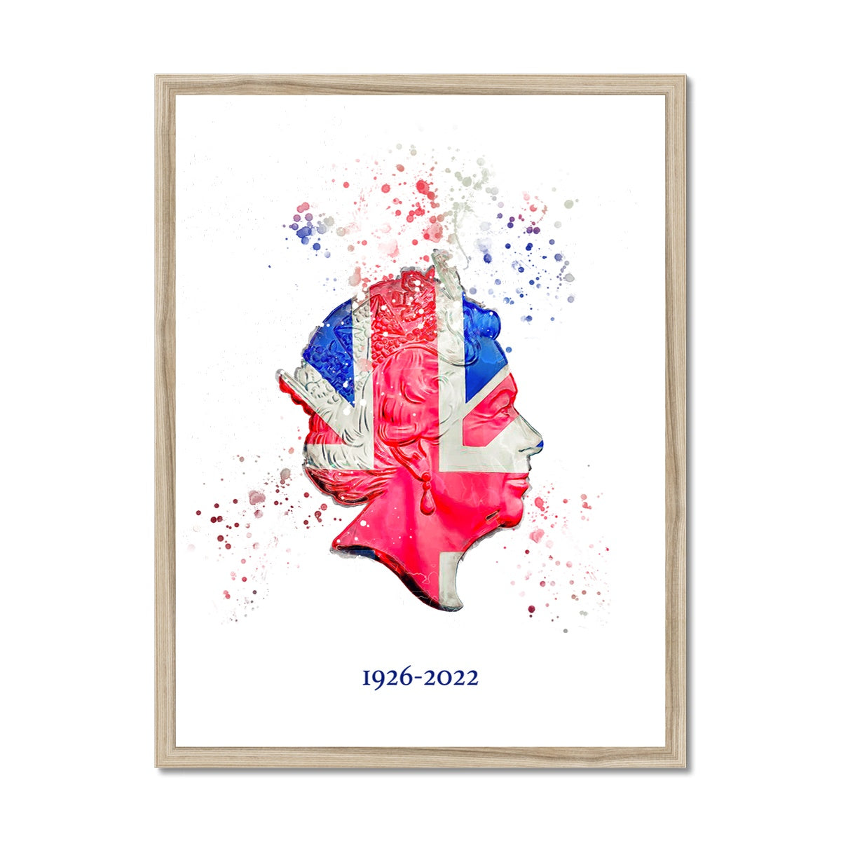 Queen Elizabeth II Commemorative Splatter Artwork Framed Print