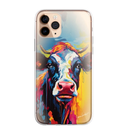 British Farm Animals Phone Case Palette Knife Art CLEAR Cover Case for iPhone 15 14 13 12 Pro +