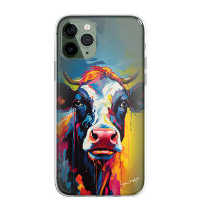 British Farm Animals Phone Case Palette Knife Art CLEAR Cover Case for iPhone 15 14 13 12 Pro +