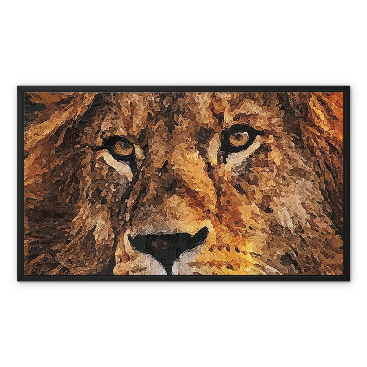 Lion Oil Palette Print Framed Canvas