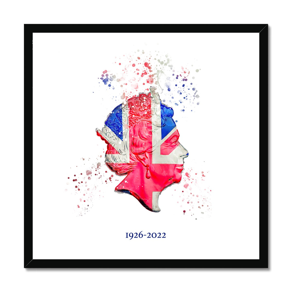 Queen Elizabeth II Commemorative Splatter Artwork Framed Print
