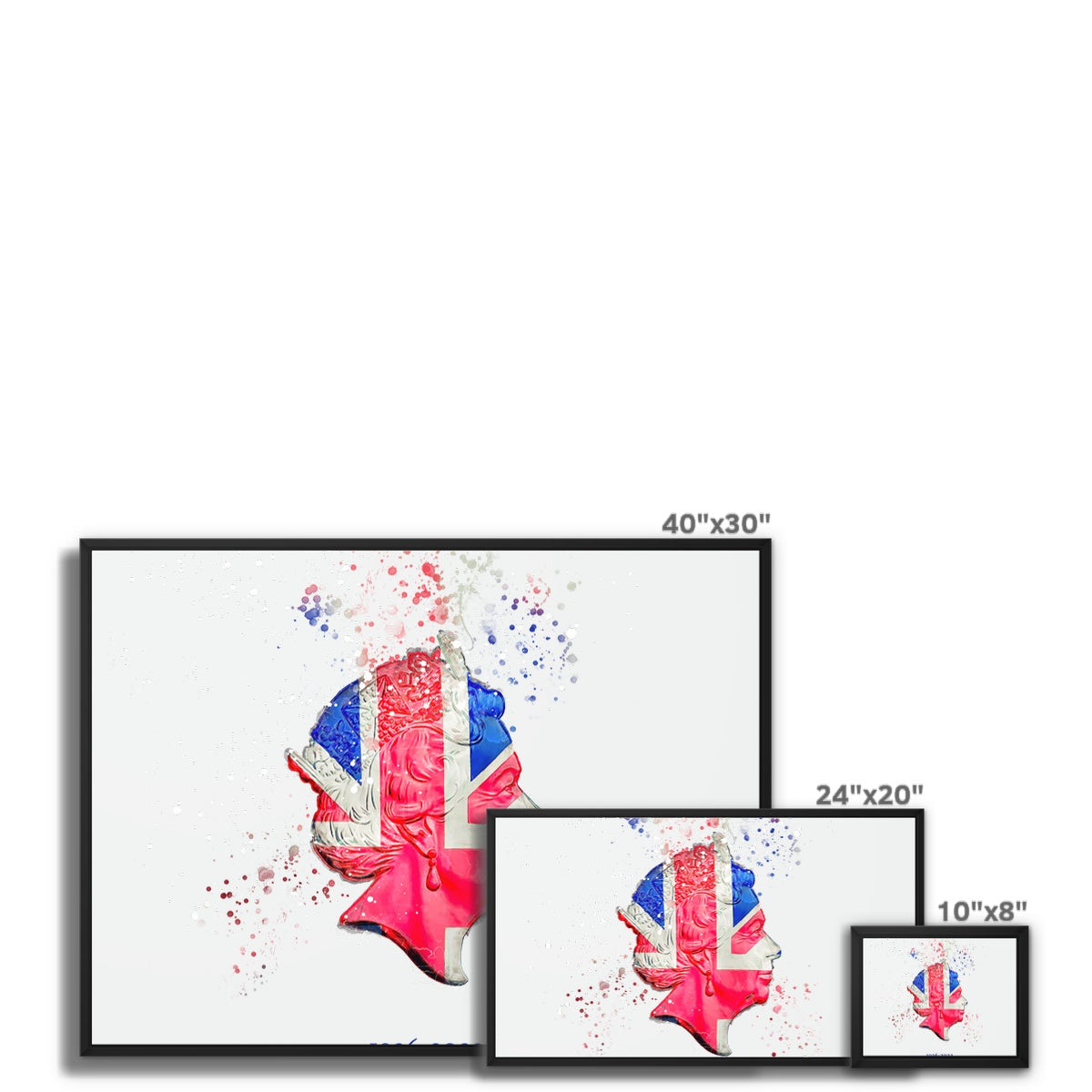 Queen Elizabeth II Commemorative Splatter Artwork Framed Canvas