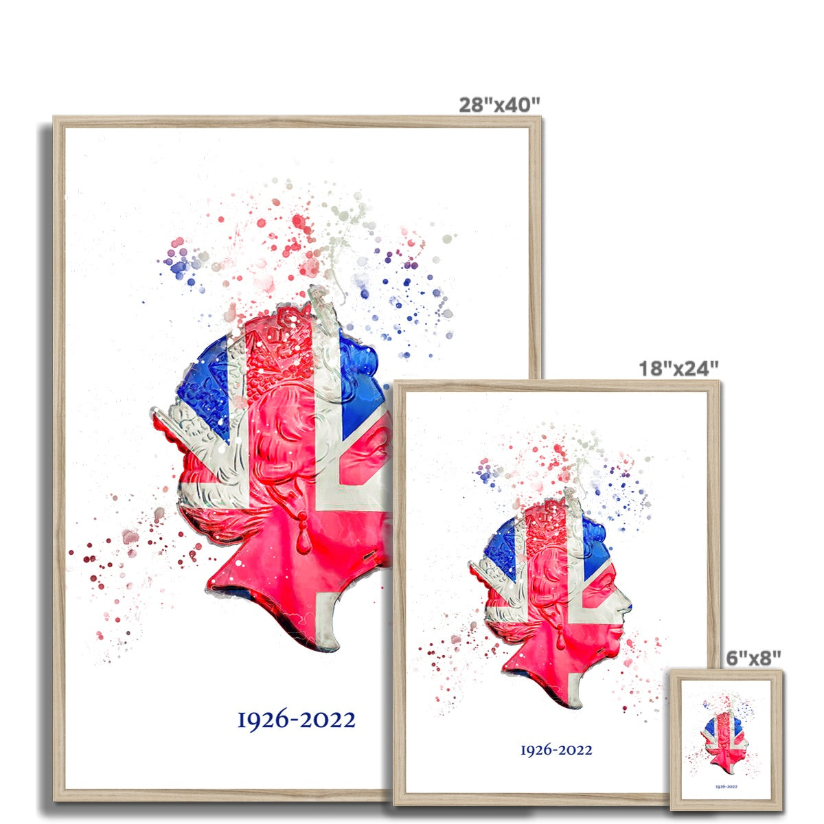 Queen Elizabeth II Commemorative Splatter Artwork Framed Print
