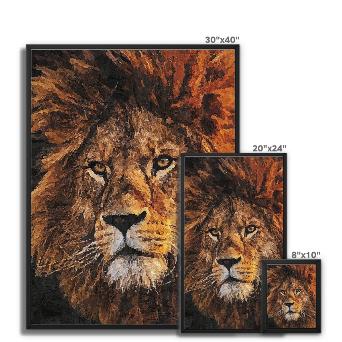 Lion Oil Palette Print Framed Canvas