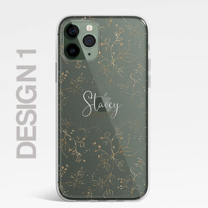 Personalised Floral Botanic Custom CLEAR Cover Case Flower for Samsung S21 S20
