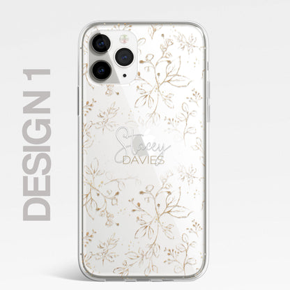 Personalised Floral Botanic Custom CLEAR Cover Case Flower for Samsung S21 S20