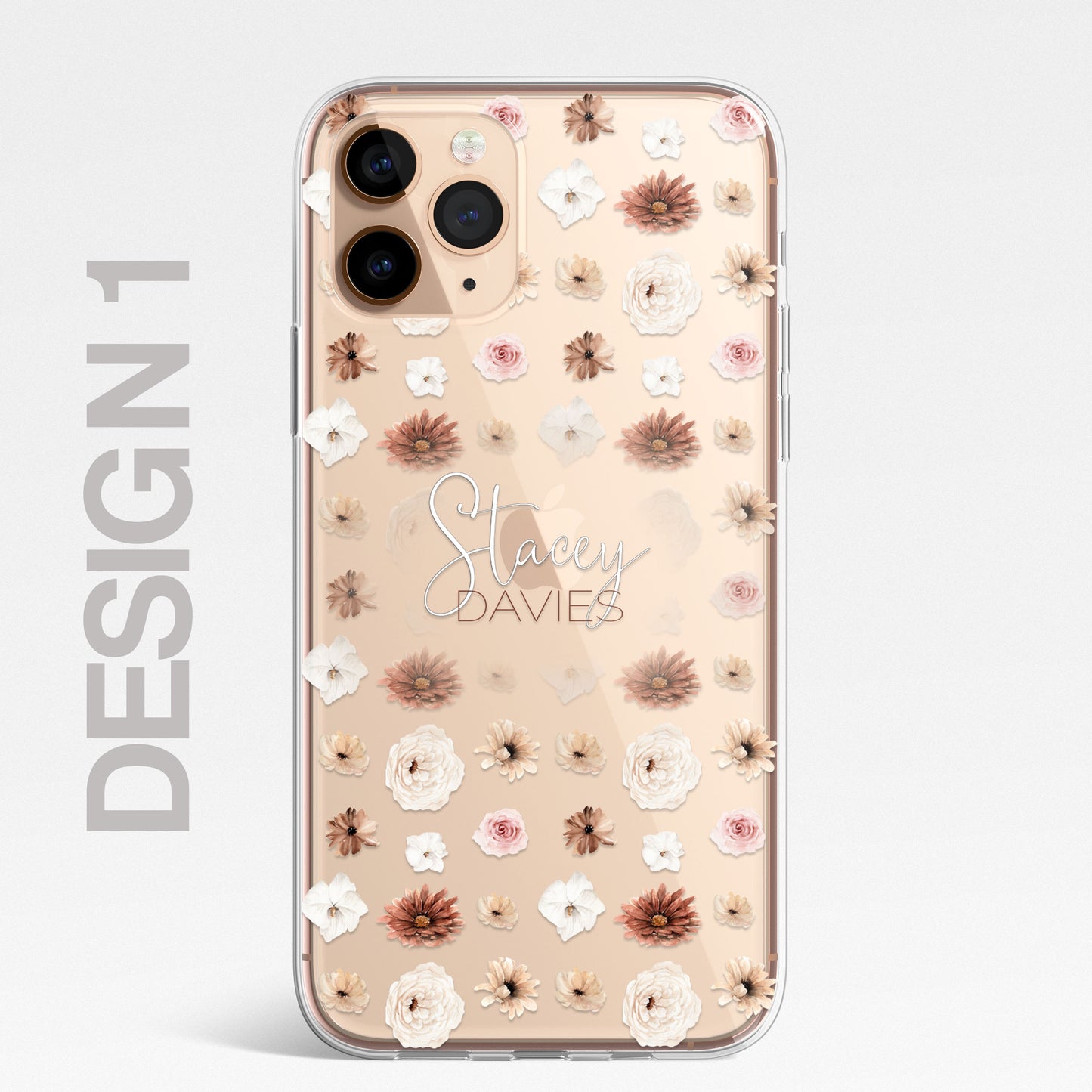 Personalised Floral Autumn Custom CLEAR Cover Case Flower for iPhone 14 13 12
