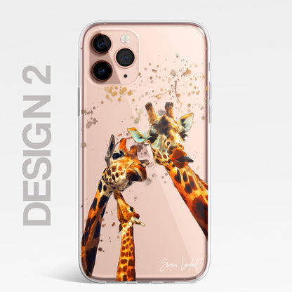 Giraffe Family Phone Case Personalised CLEAR Splatter Phone Cover Case for iPhone 14 13 12 +
