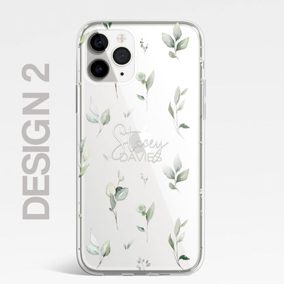 Personalised Floral Botanic Custom CLEAR Cover Case Flower for Samsung S21 S20