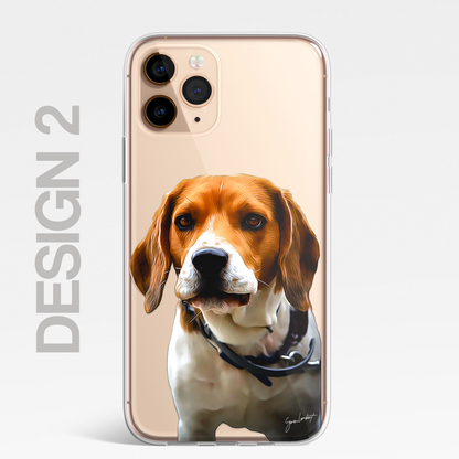 Beagle Dog Phone Case Painting Effect CLEAR Cover Case for iPhone 14 13 12 Pro +
