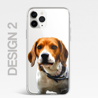 Beagle Dog Phone Case Painting Effect CLEAR Cover Case for iPhone 14 13 12 Pro +