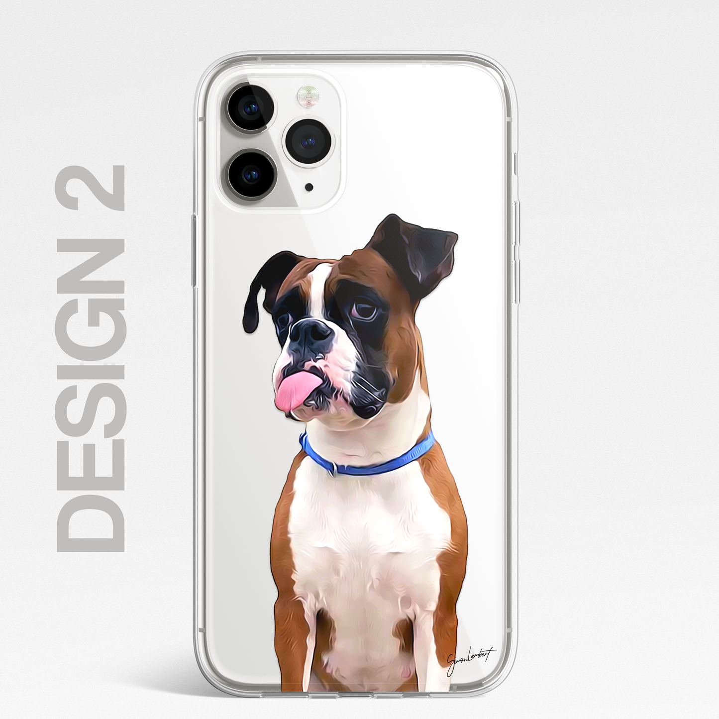 Boxer Dog Phone Case Painting Effect CLEAR Cover Case for iPhone 14 13 12 Pro +