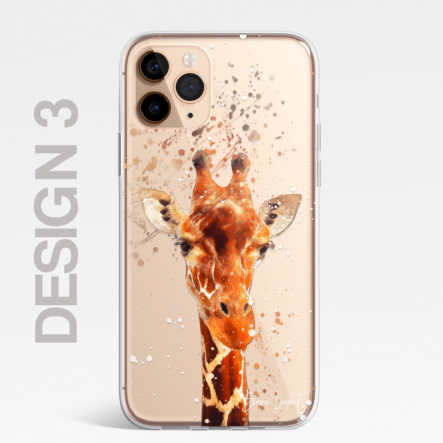 Giraffe Family Phone Case Personalised CLEAR Splatter Phone Cover Case for iPhone 14 13 12 +