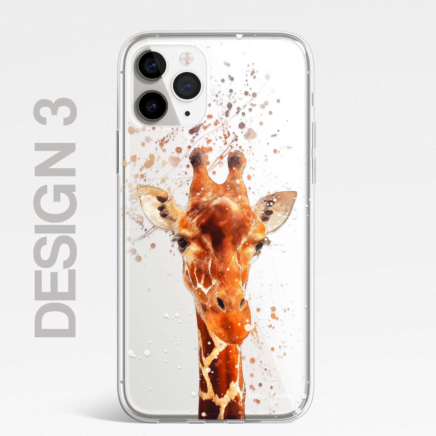 Giraffe Family Phone Case Personalised CLEAR Splatter Phone Cover Case for iPhone 14 13 12 +