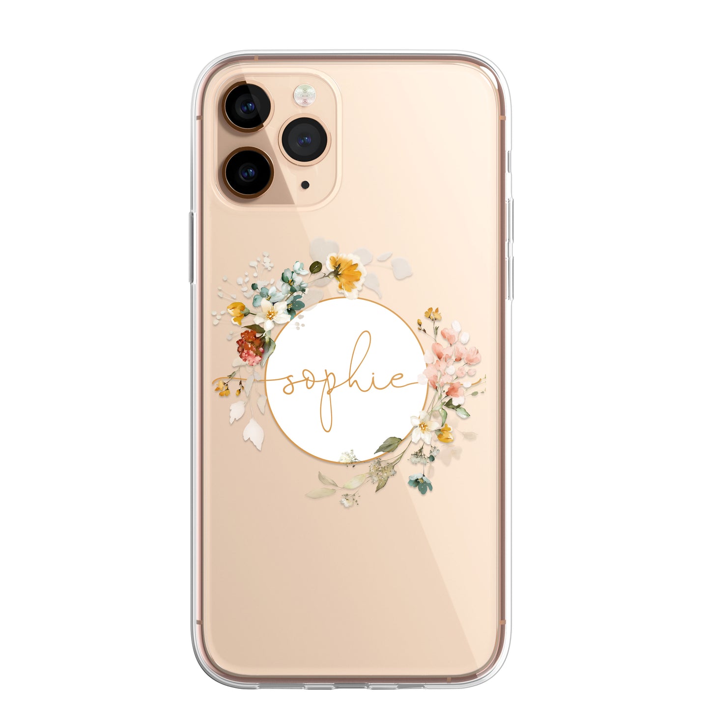 Personalised Floral CLEAR Phone Cover Case Custom For iPhone 12 Pro Max Mini +