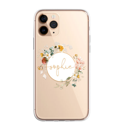 Personalised Floral CLEAR Phone Cover Case Custom For iPhone 12 Pro Max Mini +