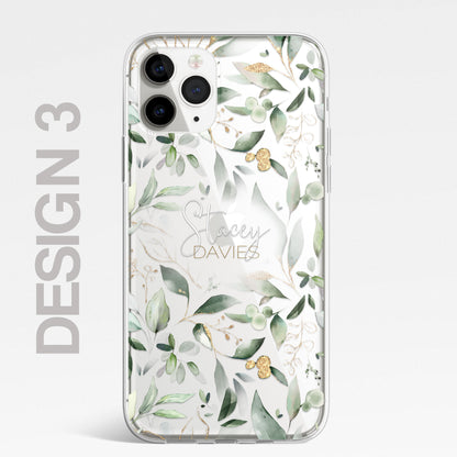 Personalised Floral Botanic Custom CLEAR Cover Case Flower for Samsung S21 S20