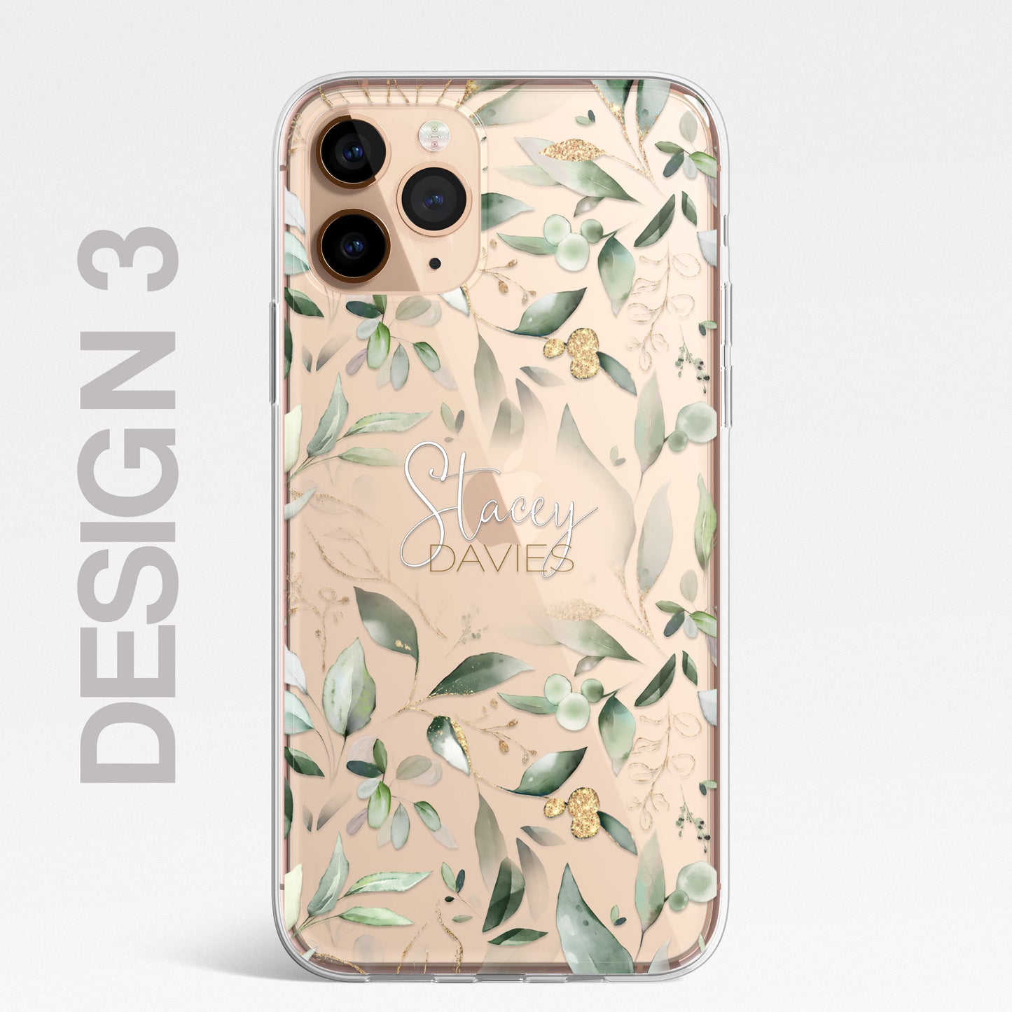 Personalised Floral Botanic Custom CLEAR Cover Case Flower for iPhone 14 12 11