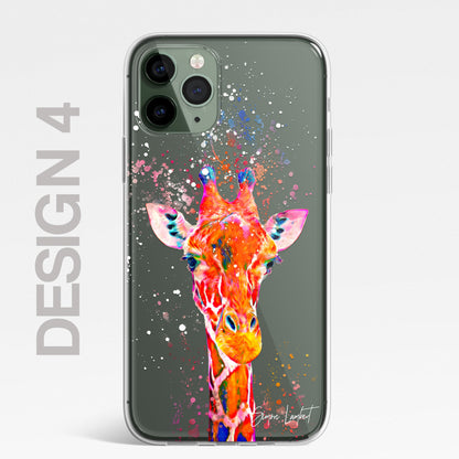 Giraffe Family Phone Case Personalised CLEAR Splatter Phone Cover Case for iPhone 14 13 12 +