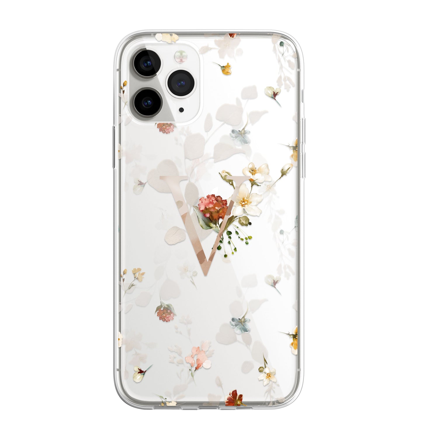 Personalised Floral CLEAR Phone Cover Case Custom For iPhone 14 Pro Max Plus +