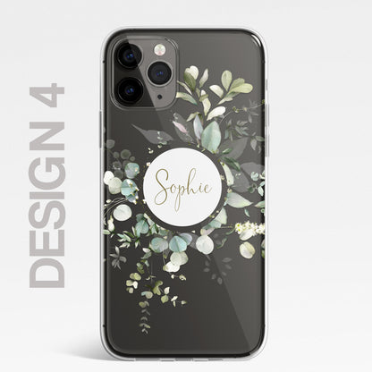 Personalised Floral Botanic Custom CLEAR Cover Case Flower for iPhone 14 12 11