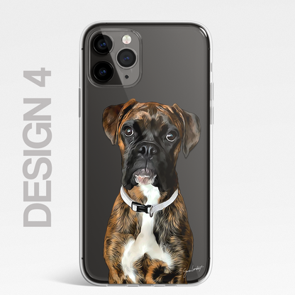 Boxer Dog Phone Case Painting Effect CLEAR Cover Case for iPhone 14 13 12 Pro +