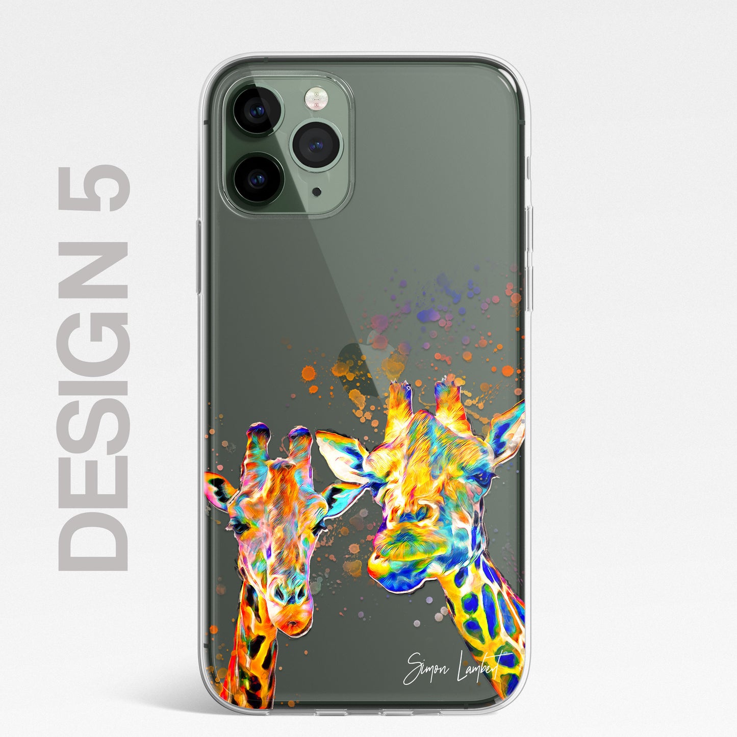 Giraffe Family Phone Case Personalised CLEAR Splatter Phone Cover Case for iPhone 14 13 12 +