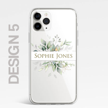 Personalised Floral Botanic Custom CLEAR Cover Case Flower for Samsung S21 S20
