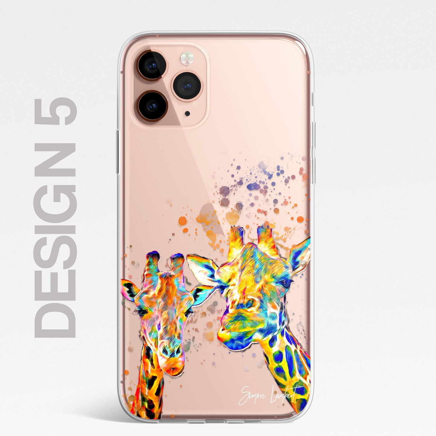 Giraffe Family Phone Case Personalised CLEAR Splatter Phone Cover Case for iPhone 14 13 12 +