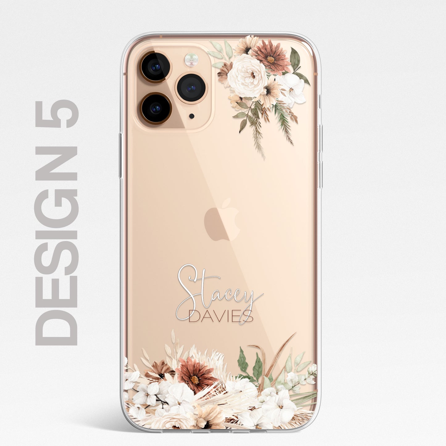 Personalised Floral Autumn Custom CLEAR Cover Case Flower for Samsung S21 S22