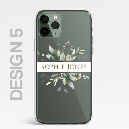 Personalised Floral Botanic Custom CLEAR Cover Case Flower for Samsung S21 S20