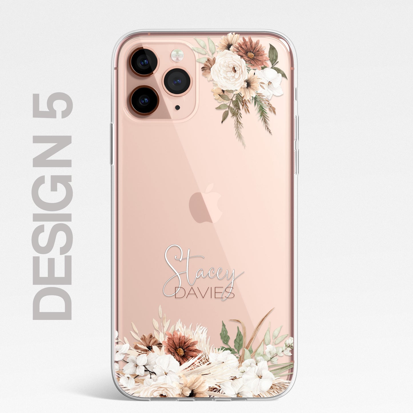 Personalised Floral Autumn Custom CLEAR Cover Case Flower for Samsung S21 S22