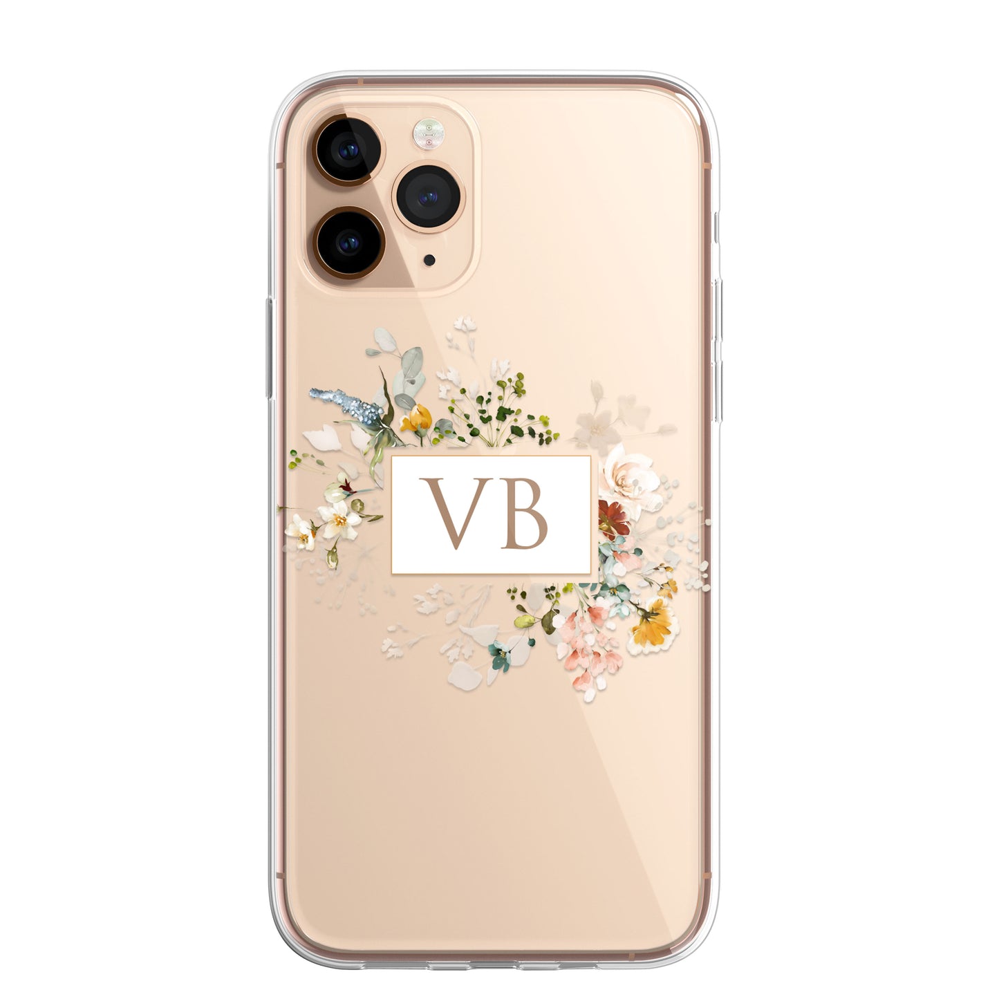 Personalised Floral CLEAR Phone Cover Case Custom For iPhone 12 Pro Max Mini +