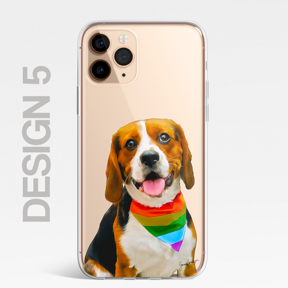 Beagle Dog Phone Case Painting Effect CLEAR Cover Case for iPhone 14 13 12 Pro +