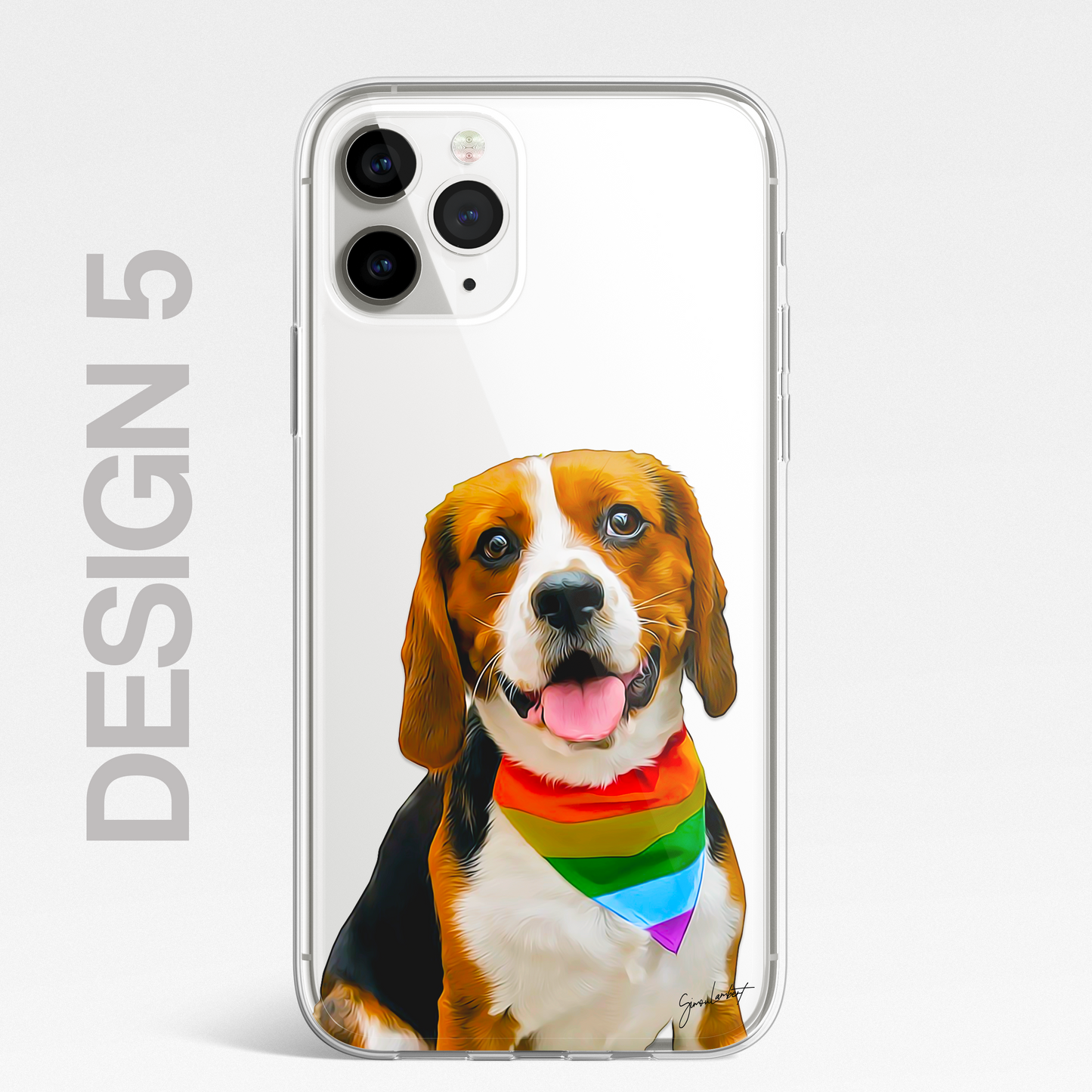 Beagle Dog Phone Case Painting Effect CLEAR Cover Case for iPhone 14 13 12 Pro +