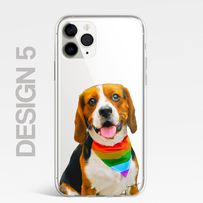 Beagle Dog Phone Case Painting Effect CLEAR Cover Case for iPhone 14 13 12 Pro +