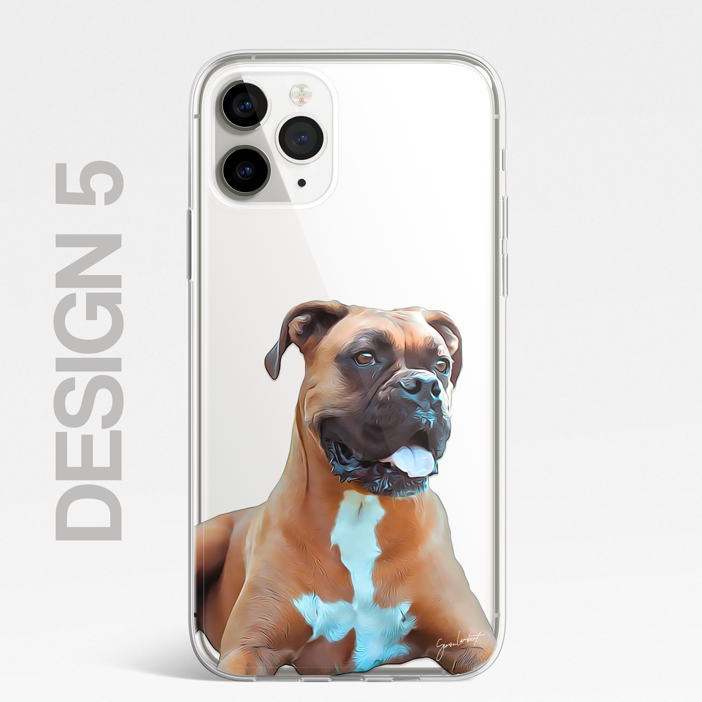 Boxer Dog Phone Case Painting Effect CLEAR Cover Case for iPhone 14 13 12 Pro +
