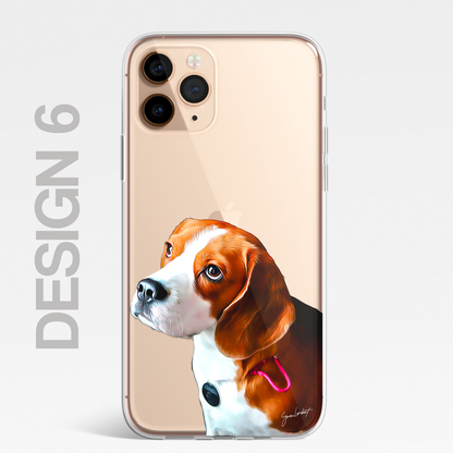Beagle Dog Phone Case Painting Effect CLEAR Cover Case for iPhone 14 13 12 Pro +