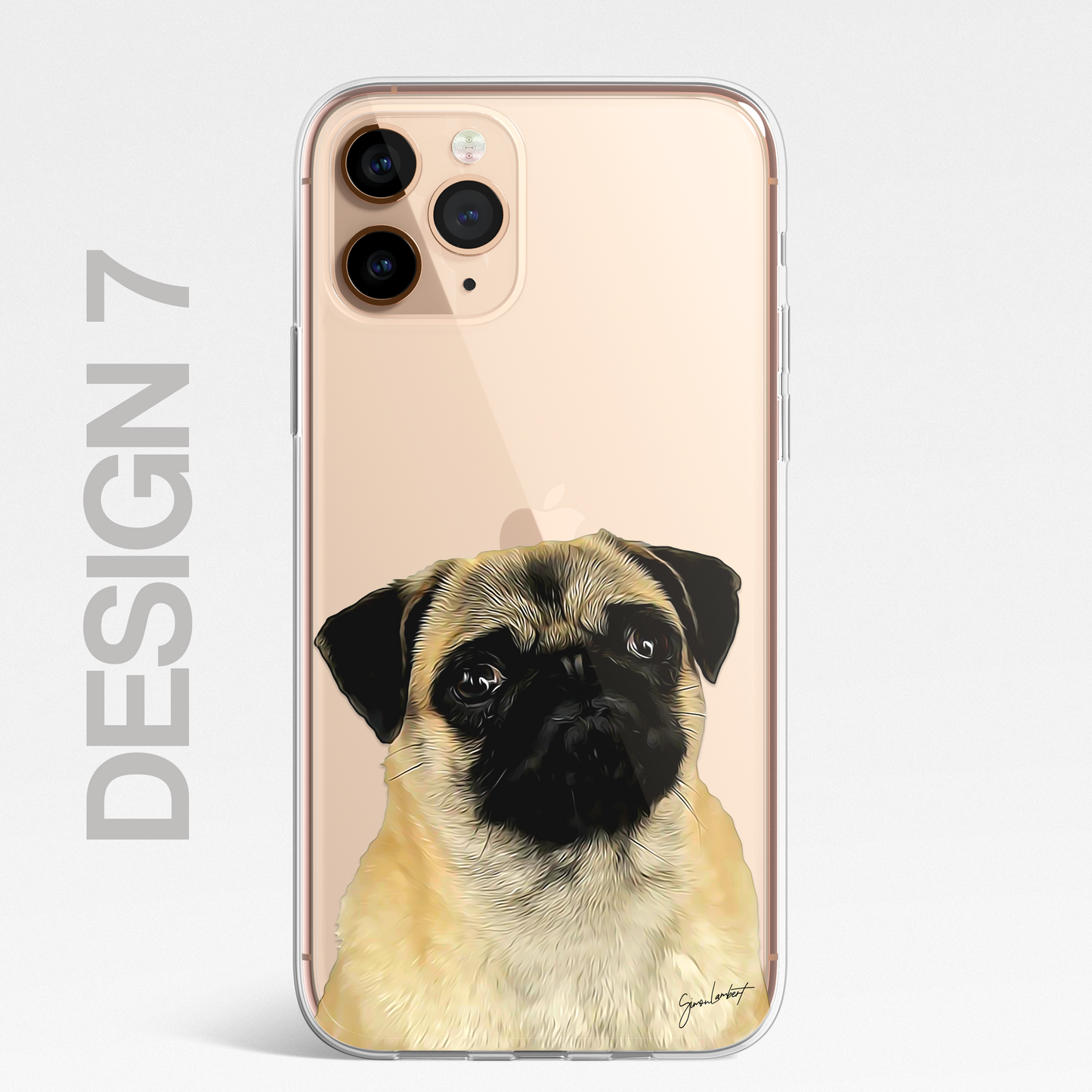 Pug Cute Dog Phone Case Painting CLEAR Phone Cover Case for iPhone 14 13 12 +
