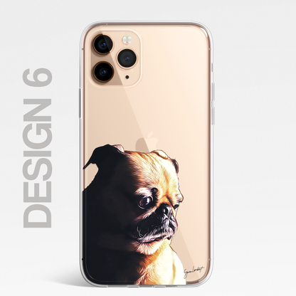 Pug Cute Dog Phone Case Painting CLEAR Phone Cover Case for iPhone 14 13 12 +