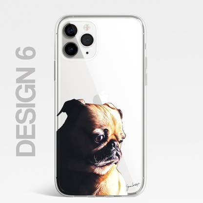 Pug Cute Dog Phone Case Painting CLEAR Phone Cover Case for iPhone 14 13 12 +