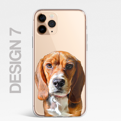 Beagle Dog Phone Case Painting Effect CLEAR Cover Case for iPhone 14 13 12 Pro +