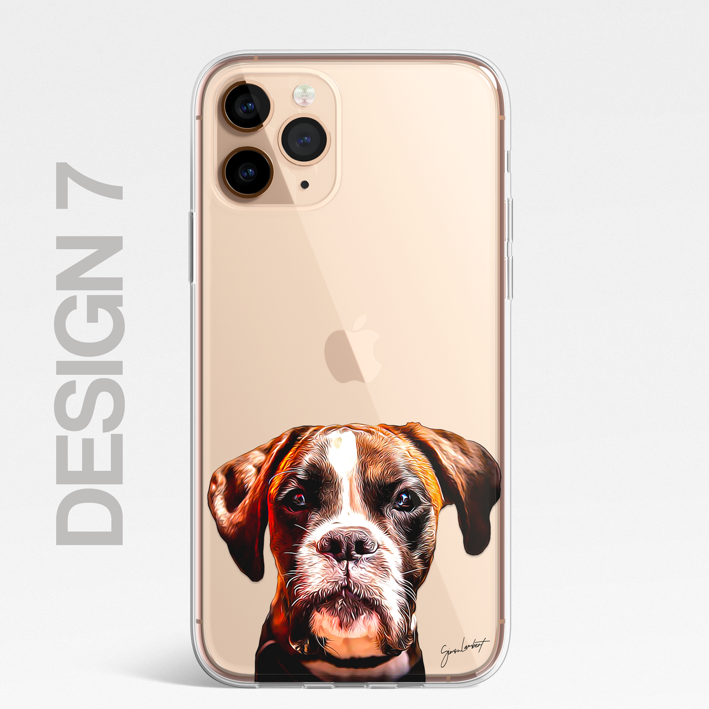 Boxer Dog Phone Case Painting Effect CLEAR Cover Case for iPhone 14 13 12 Pro +