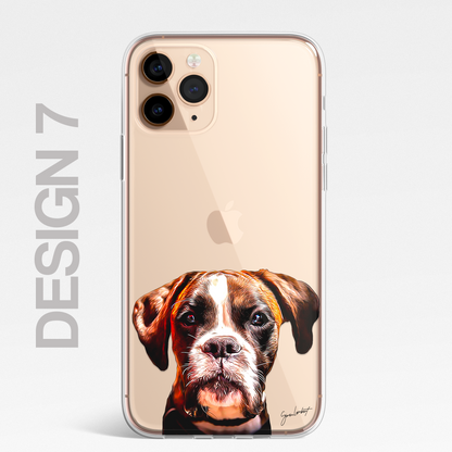 Boxer Dog Phone Case Painting Effect CLEAR Cover Case for iPhone 14 13 12 Pro +