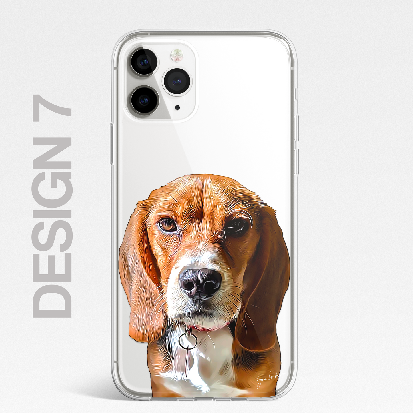 Beagle Dog Phone Case Painting Effect CLEAR Cover Case for iPhone 14 13 12 Pro +