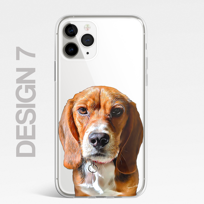 Beagle Dog Phone Case Painting Effect CLEAR Cover Case for iPhone 14 13 12 Pro +
